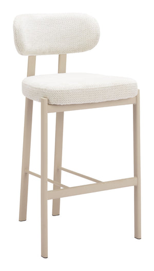 HomeRoots Set of Two Chic Gray Wood and Fabric Low-Back Bar Chairs for Modern Kitchens and Commercial Spaces 632654