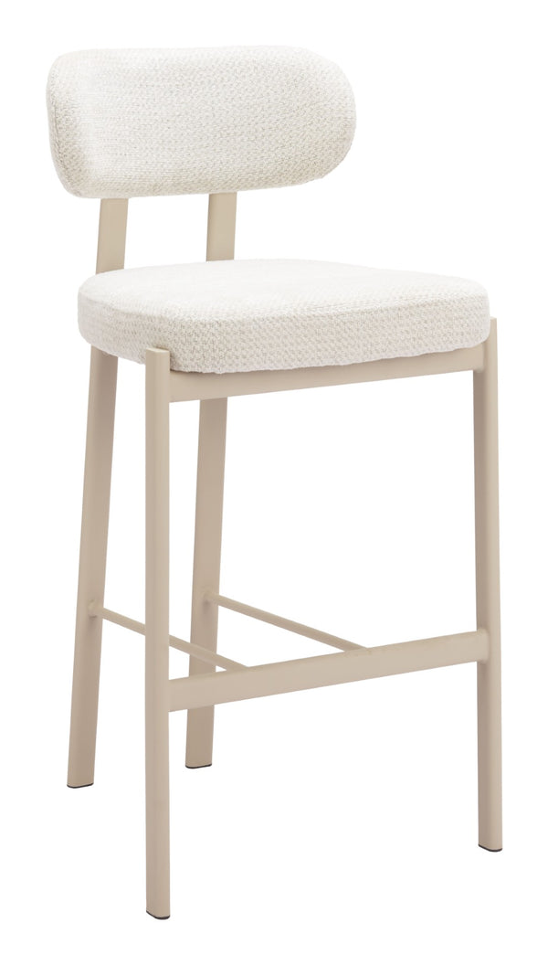 HomeRoots Set of Two Chic Gray Wood and Fabric Low-Back Bar Chairs for Modern Kitchens and Commercial Spaces 632654