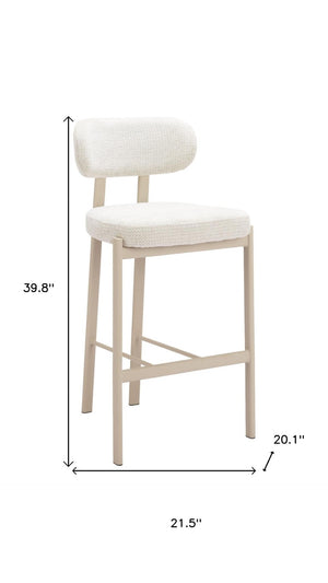 HomeRoots Set of Two Chic Gray Wood and Fabric Low-Back Bar Chairs for Modern Kitchens and Commercial Spaces 632654