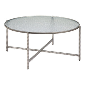 HomeRoots 41" Sleek Silver Glass and Steel Round Coffee Table - Modern Elegance for Any Living Space Décor 632655