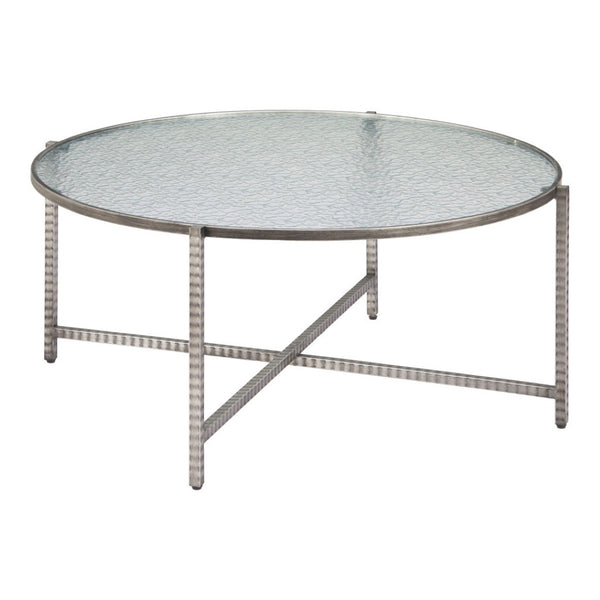 HomeRoots 41" Sleek Silver Glass and Steel Round Coffee Table - Modern Elegance for Any Living Space Décor 632655