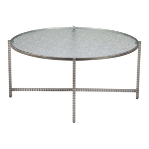 HomeRoots 41" Sleek Silver Glass and Steel Round Coffee Table - Modern Elegance for Any Living Space Décor 632655