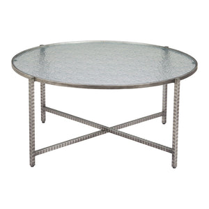 HomeRoots 41" Sleek Silver Glass and Steel Round Coffee Table - Modern Elegance for Any Living Space Décor 632655