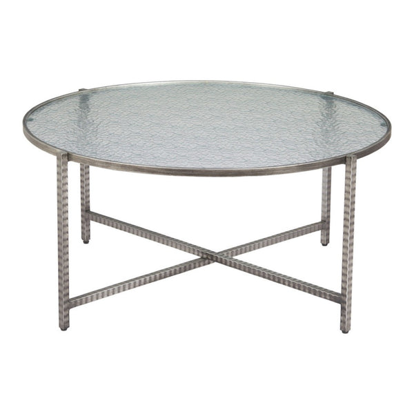 HomeRoots 41" Sleek Silver Glass and Steel Round Coffee Table - Modern Elegance for Any Living Space Décor 632655