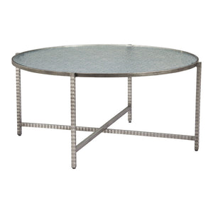 HomeRoots 41" Sleek Silver Glass and Steel Round Coffee Table - Modern Elegance for Any Living Space Décor 632655