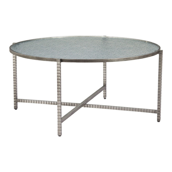 HomeRoots 41" Sleek Silver Glass and Steel Round Coffee Table - Modern Elegance for Any Living Space Décor 632655