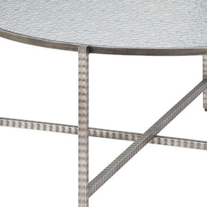 HomeRoots 41" Sleek Silver Glass and Steel Round Coffee Table - Modern Elegance for Any Living Space Décor 632655