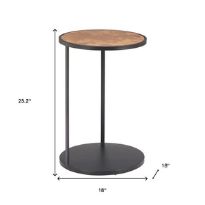 HomeRoots 25" Modern Rustic Brown and Black Round Pedestal End Table - Fully Assembled Versatile Accent Piece 632663