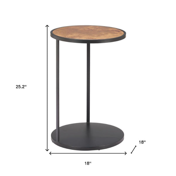 HomeRoots 25" Modern Rustic Brown and Black Round Pedestal End Table - Fully Assembled Versatile Accent Piece 632663