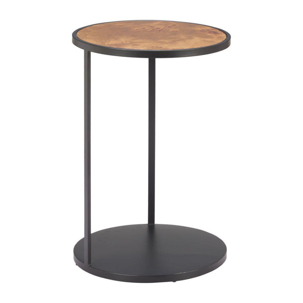 HomeRoots 25" Modern Rustic Brown and Black Round Pedestal End Table - Fully Assembled Versatile Accent Piece 632663