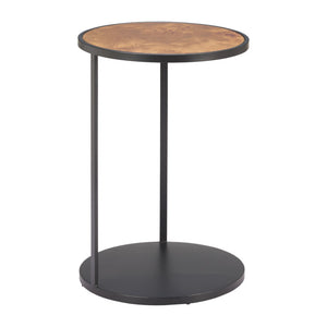 HomeRoots 25" Modern Rustic Brown and Black Round Pedestal End Table - Fully Assembled Versatile Accent Piece 632663