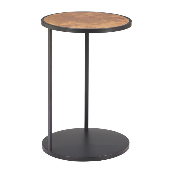 HomeRoots 25" Modern Rustic Brown and Black Round Pedestal End Table - Fully Assembled Versatile Accent Piece 632663
