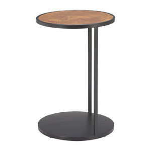 HomeRoots 25" Modern Rustic Brown and Black Round Pedestal End Table - Fully Assembled Versatile Accent Piece 632663