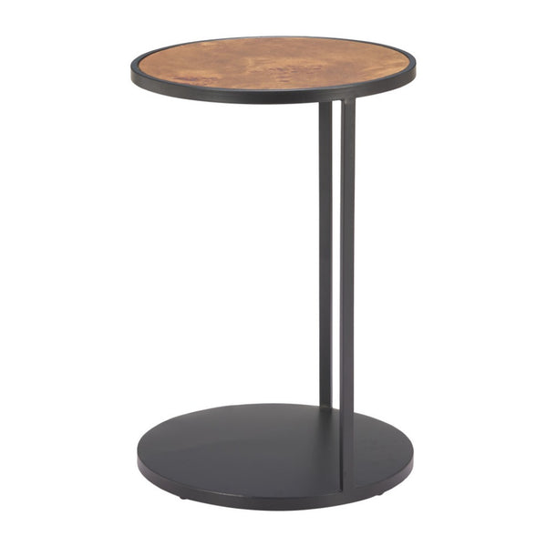 HomeRoots 25" Modern Rustic Brown and Black Round Pedestal End Table - Fully Assembled Versatile Accent Piece 632663