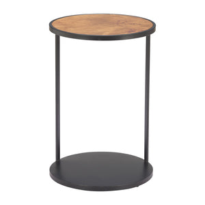 HomeRoots 25" Modern Rustic Brown and Black Round Pedestal End Table - Fully Assembled Versatile Accent Piece 632663