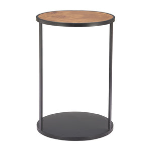 HomeRoots 25" Modern Rustic Brown and Black Round Pedestal End Table - Fully Assembled Versatile Accent Piece 632663