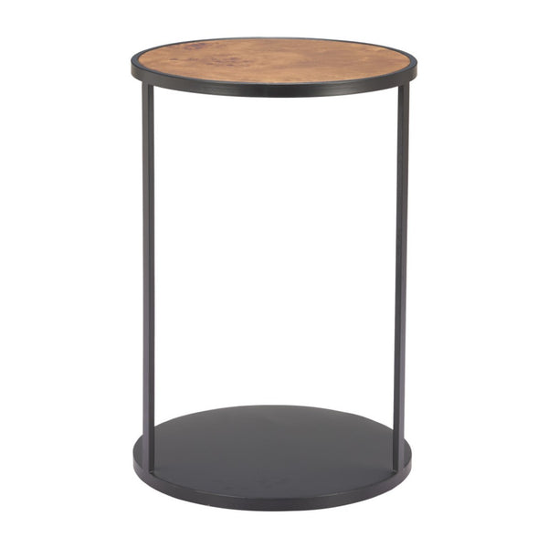 HomeRoots 25" Modern Rustic Brown and Black Round Pedestal End Table - Fully Assembled Versatile Accent Piece 632663