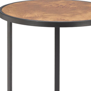 HomeRoots 25" Modern Rustic Brown and Black Round Pedestal End Table - Fully Assembled Versatile Accent Piece 632663