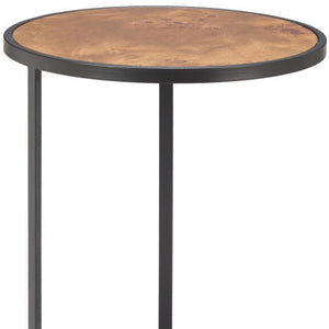 HomeRoots 25" Modern Rustic Brown and Black Round Pedestal End Table - Fully Assembled Versatile Accent Piece 632663