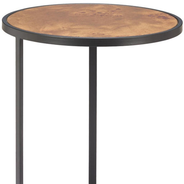 HomeRoots 25" Modern Rustic Brown and Black Round Pedestal End Table - Fully Assembled Versatile Accent Piece 632663