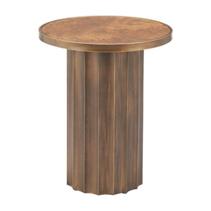 HomeRoots 22" Brown Steel Round Pedestal End Table - Stylish, Durable Accent for Living Rooms & Bedrooms 632664