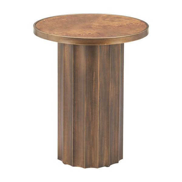 HomeRoots 22" Brown Steel Round Pedestal End Table - Stylish, Durable Accent for Living Rooms & Bedrooms 632664