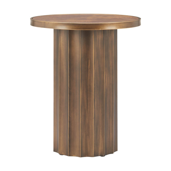 HomeRoots 22" Brown Steel Round Pedestal End Table - Stylish, Durable Accent for Living Rooms & Bedrooms 632664