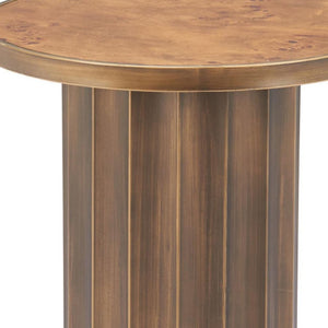 HomeRoots 22" Brown Steel Round Pedestal End Table - Stylish, Durable Accent for Living Rooms & Bedrooms 632664