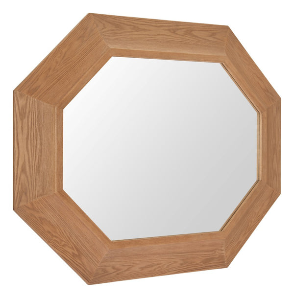 HomeRoots 53" Natural Wood Abstract Hanging Accent Mirror - Unique Design for Modern Home Décor & Style 632666