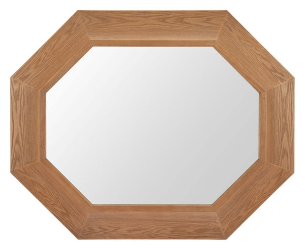 HomeRoots 53" Natural Wood Abstract Hanging Accent Mirror - Unique Design for Modern Home Décor & Style 632666