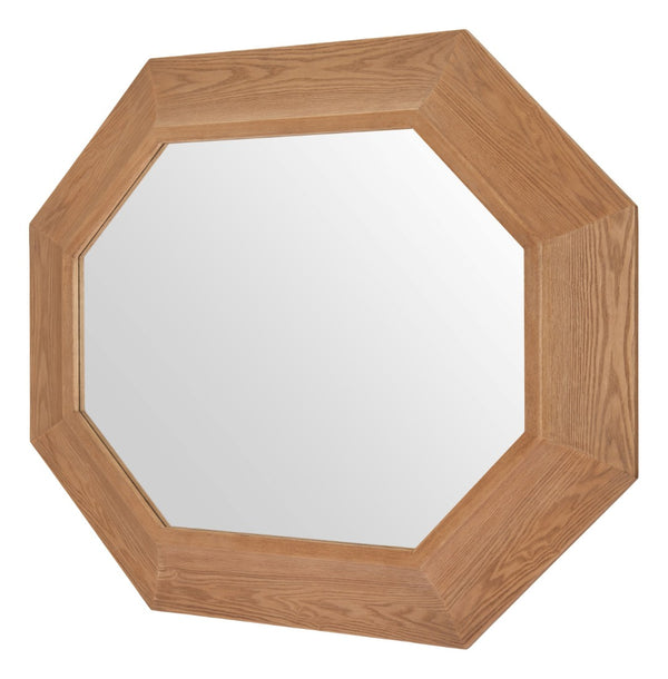 HomeRoots 53" Natural Wood Abstract Hanging Accent Mirror - Unique Design for Modern Home Décor & Style 632666