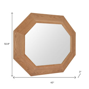 HomeRoots 53" Natural Wood Abstract Hanging Accent Mirror - Unique Design for Modern Home Décor & Style 632666