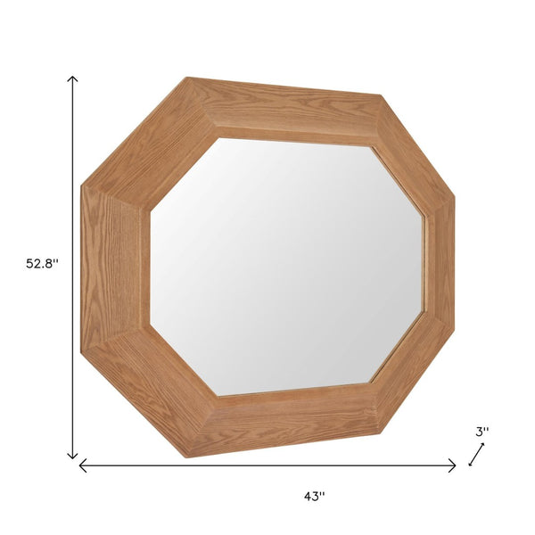 HomeRoots 53" Natural Wood Abstract Hanging Accent Mirror - Unique Design for Modern Home Décor & Style 632666