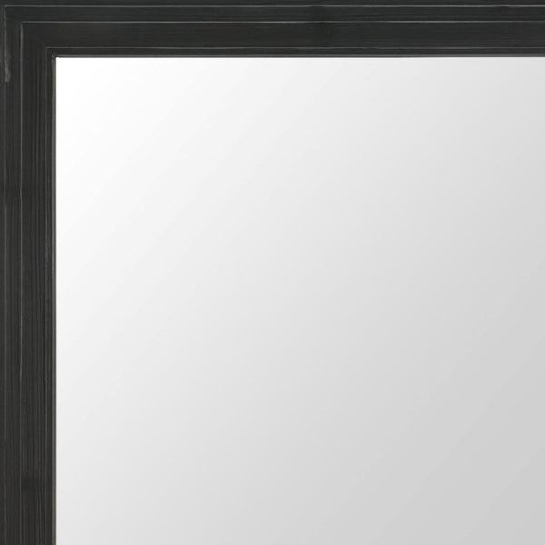 HomeRoots 34" Black Glass Square Hanging Accent Mirror with Rope Suspension for Modern Home Decor & Style 632667