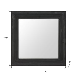 HomeRoots 34" Black Glass Square Hanging Accent Mirror with Rope Suspension for Modern Home Decor & Style 632667