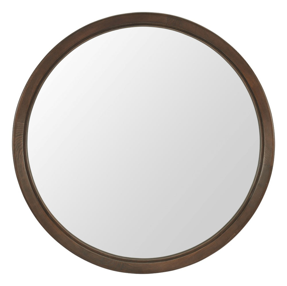 HomeRoots 39" Espresso Round Hanging Mirror - Premium Glass Design with Rope Accent for Modern Spaces 632668