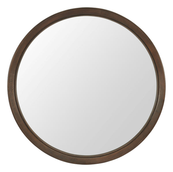 HomeRoots 39" Espresso Round Hanging Mirror - Premium Glass Design with Rope Accent for Modern Spaces 632668