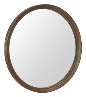 HomeRoots 39" Espresso Round Hanging Mirror - Premium Glass Design with Rope Accent for Modern Spaces 632668