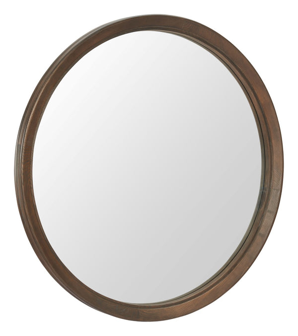 HomeRoots 39" Espresso Round Hanging Mirror - Premium Glass Design with Rope Accent for Modern Spaces 632668