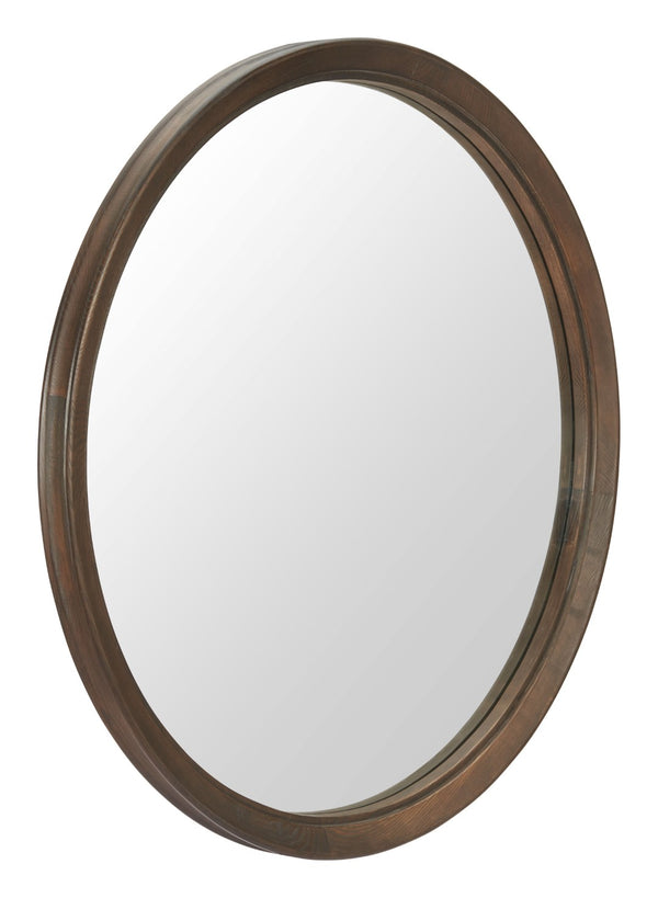 HomeRoots 39" Espresso Round Hanging Mirror - Premium Glass Design with Rope Accent for Modern Spaces 632668