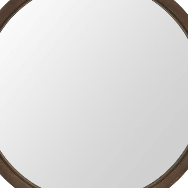 HomeRoots 39" Espresso Round Hanging Mirror - Premium Glass Design with Rope Accent for Modern Spaces 632668