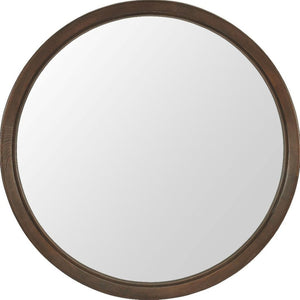 HomeRoots 39" Espresso Round Hanging Mirror - Premium Glass Design with Rope Accent for Modern Spaces 632668