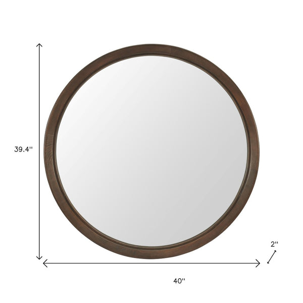 HomeRoots 39" Espresso Round Hanging Mirror - Premium Glass Design with Rope Accent for Modern Spaces 632668