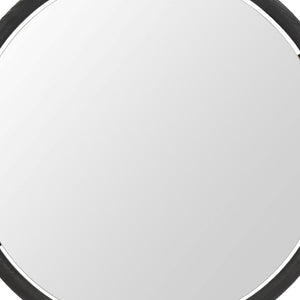 HomeRoots 39" Black Glass Round Rope Hanging Accent Mirror – Modern Elegance for Home & Hospitality Spaces 632669
