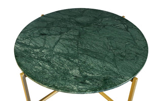 HomeRoots 32" Green and Gold Round Marble Coffee Table - Elegant Low-Profile Design for Modern Interiors 632672