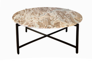 HomeRoots 32" Brown and Charcoal Marble Round Coffee Table - Elegant Design for Living Rooms & Offices 632673
