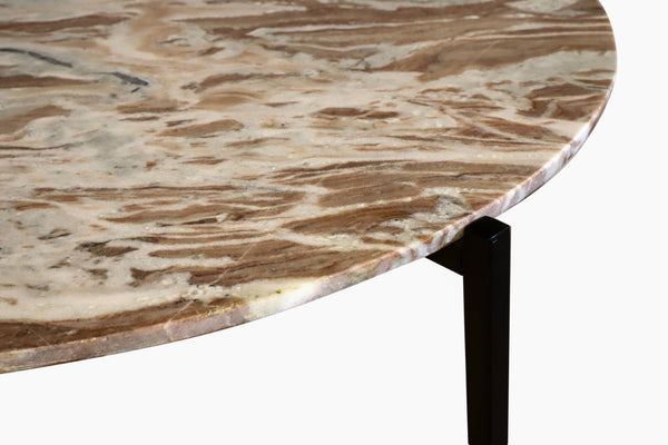 HomeRoots 32" Brown and Charcoal Marble Round Coffee Table - Elegant Design for Living Rooms & Offices 632673