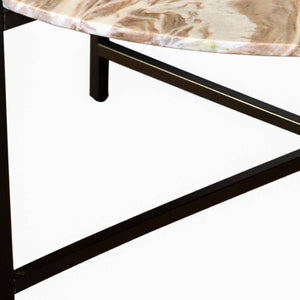 HomeRoots 32" Brown and Charcoal Marble Round Coffee Table - Elegant Design for Living Rooms & Offices 632673