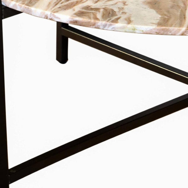 HomeRoots 32" Brown and Charcoal Marble Round Coffee Table - Elegant Design for Living Rooms & Offices 632673