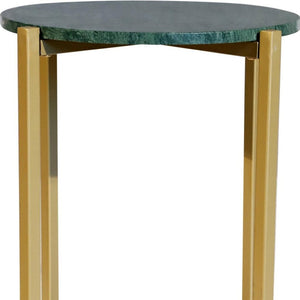 HomeRoots 21" Green Marble End Table with Gold Metal Base – Stylish Accent for Living Rooms and Bedrooms 632678